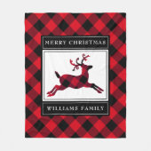 Kerstmis rendier rode buffel geruite aangepaste na fleece deken (Voorkant)