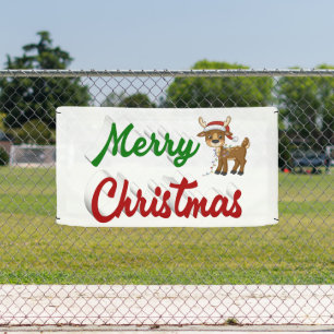 Kerstmis rendier rood groen script  spandoek
