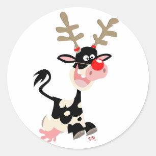 Kerstmis Rendier vervalst Ronde Sticker