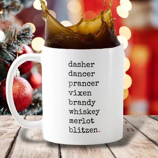 Kerstmis rendier zwart rood grappig typografie koffiemok