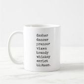 Kerstmis rendier zwart rood grappig typografie koffiemok (Links)