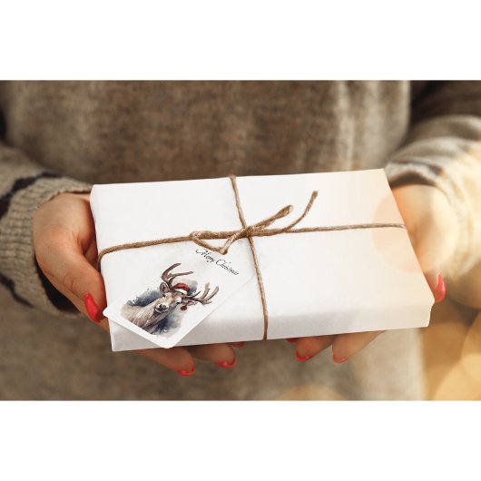 Kerstmis rendieren, aanpasbaar cadeaulabel