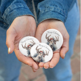 Kerstmis rendieren, aanpasbaar ronde button 3,2 cm