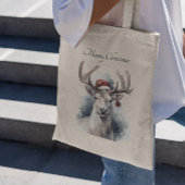 Kerstmis rendieren, aanpasbaar tote bag