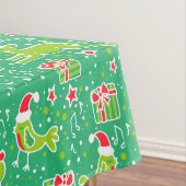 Kerstmis rendieren en vogel groene tafelkleed (Voorbeeld)