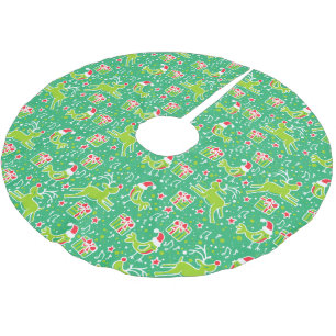 Kerstmis rendieren geschenken en vogels groene rod kerstboom rok