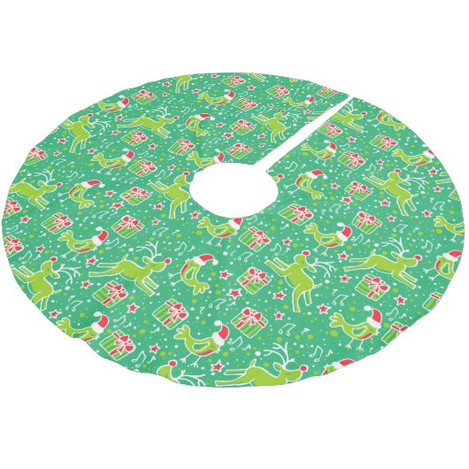 Kerstmis rendieren geschenken en vogels groene rod kerstboom rok (Gekanteld)