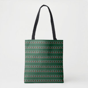 Kerstmis rendieren, groen & rood patroon draagtas