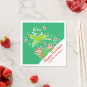 Kerstmis rendieren groen rood wit papier servetten (Insitu)