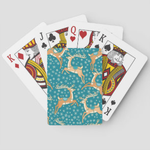 Kerstmis rendieren: naadloos patroon. pokerkaarten