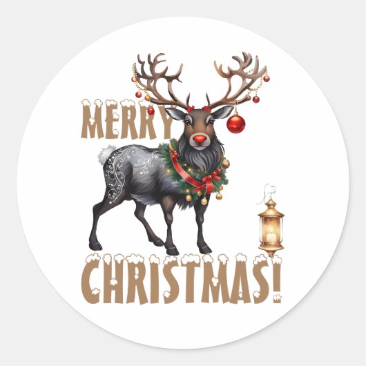 Kerstmis rendieren Rode neus Ronde Sticker (Voorkant)