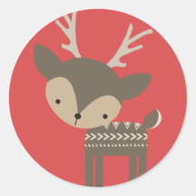 Kerstmis rendieren ronde glanzende Stickers