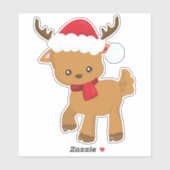 Kerstmis rendieren, Schattige rendier, Santa Hat Sticker (Vel)