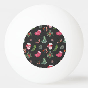 Kerstmis rendieren: Waterverf naadloos patroon Pingpongballen