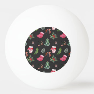 Kerstmis rendieren: Waterverf naadloos patroon Pingpongballen