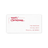 Kerstmis Retouradres Script Santa Rood Etiket (Voorkant)