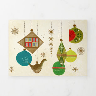 Kerstmis Retro-Glam uit het midden van de 20e eeuw Drieluik Wenskaart