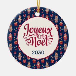 Kerstmis Retro Kerstman Blauw Keramisch Ornament