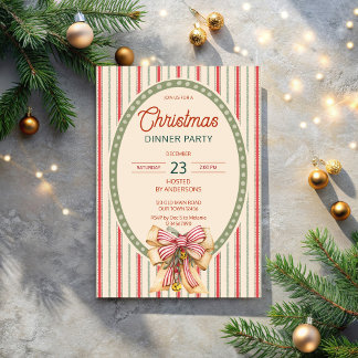Kerstmis retro strepen grandmilenial dinerfeest kaart