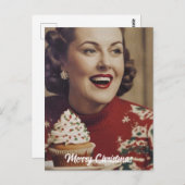 Kerstmis Retro Vrouw Briefkaart (Voorkant / Achterkant)