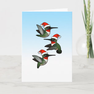 Kerstmis robijnrood-Throated Kolibrie Feestdagen Kaart