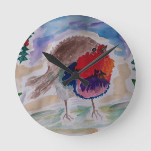 Kerstmis Robin Wandklok Ronde Klok