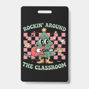 Kerstmis Rockende Leraar Rond De Klas Groovy Badge