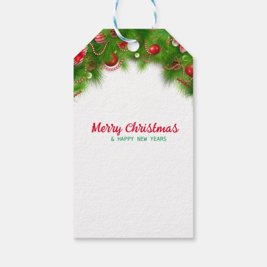 Kerstmis, rode bollen en Cadeaus Cadeaulabel (Achterkant)