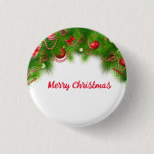 Kerstmis, rode bollen en Cadeaus Ronde Button 3,2 Cm (Voorkant)