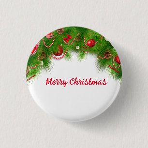 Kerstmis, rode bollen en Cadeaus Ronde Button 3,2 Cm
