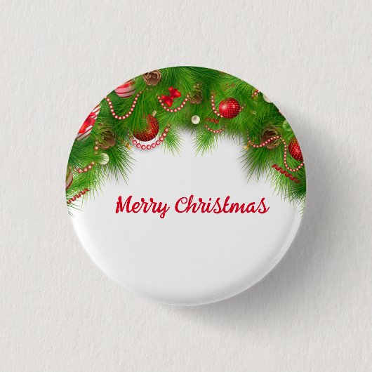 Kerstmis, rode bollen en Cadeaus Ronde Button 3,2 Cm (Voorkant)