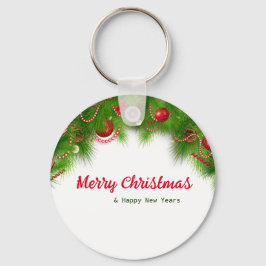 Kerstmis, rode bollen en Cadeaus Sleutelhanger