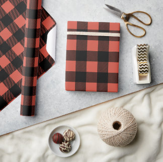 Kerstmis Rode Buffalo Plaid Winter Cadeaupapier