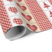 , kerstmis, rode cheque, landhart cadeaupapier (Rol Hoek)