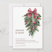 Kerstmis Rode en Groene Winter Feestelijke Bruilof Kaart (Voorkant)