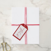 Kerstmis Rode Glitter Cadeaubijslage Cadeaulabel (Met Touw)