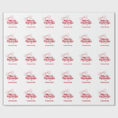 Kerstmis rode handgetekende boog retro cadeaupapier (Vlak)