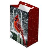 Kerstmis Rode Kardinalen in Sneeuwvlokken Medium Cadeauzakje (Voorkant Gekanteld)