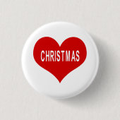 KERSTMIS Rode Liefde Hart Button (Voorkant)