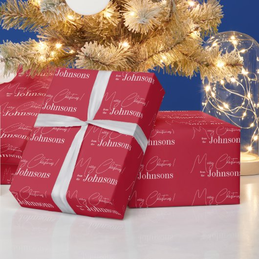 Kerstmis Rode Moderne Familie Cadeaupapier (Feestdagen)
