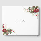 Kerstmis Rode Poinsettia Bruiloft Gastenboek (Achterkant)