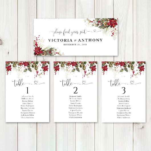 Kerstmis Rode Poinsettia Bruiloft Hoofd Tafel Teke