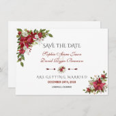 Kerstmis Rode Poinsettia Huwelijk Bewaar De Datum Save The Date (Voorkant / Achterkant)