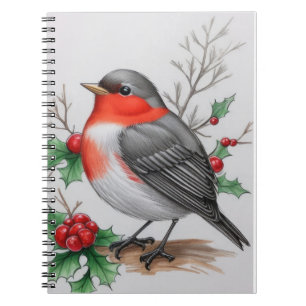 Kerstmis Rode Robin Bird Notitieboek