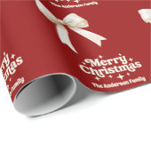 Kerstmis rode roomkleurige strik retro cadeaupapier (Rol Hoek)