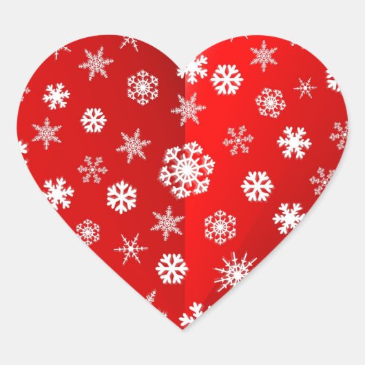 Kerstmis Rode Sneeuwvlok Hart Sticker (Voorkant)