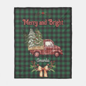 Kerstmis rode vrachtwagen groene baffalo plaid mon fleece deken (Voorkant)