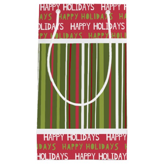 Kerstmis Rode, Witte en Groene Strepen Klein Cadeauzakje (Voorkant)