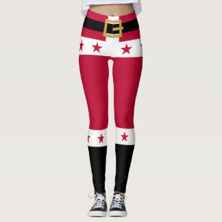 Kerstmis Rode Witte Sterren Riem Sinterklaas Vrouw Leggings