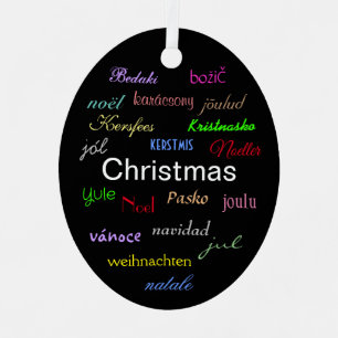 Kerstmis rond de wereld in de zwarte orn van het o metalen ornament
